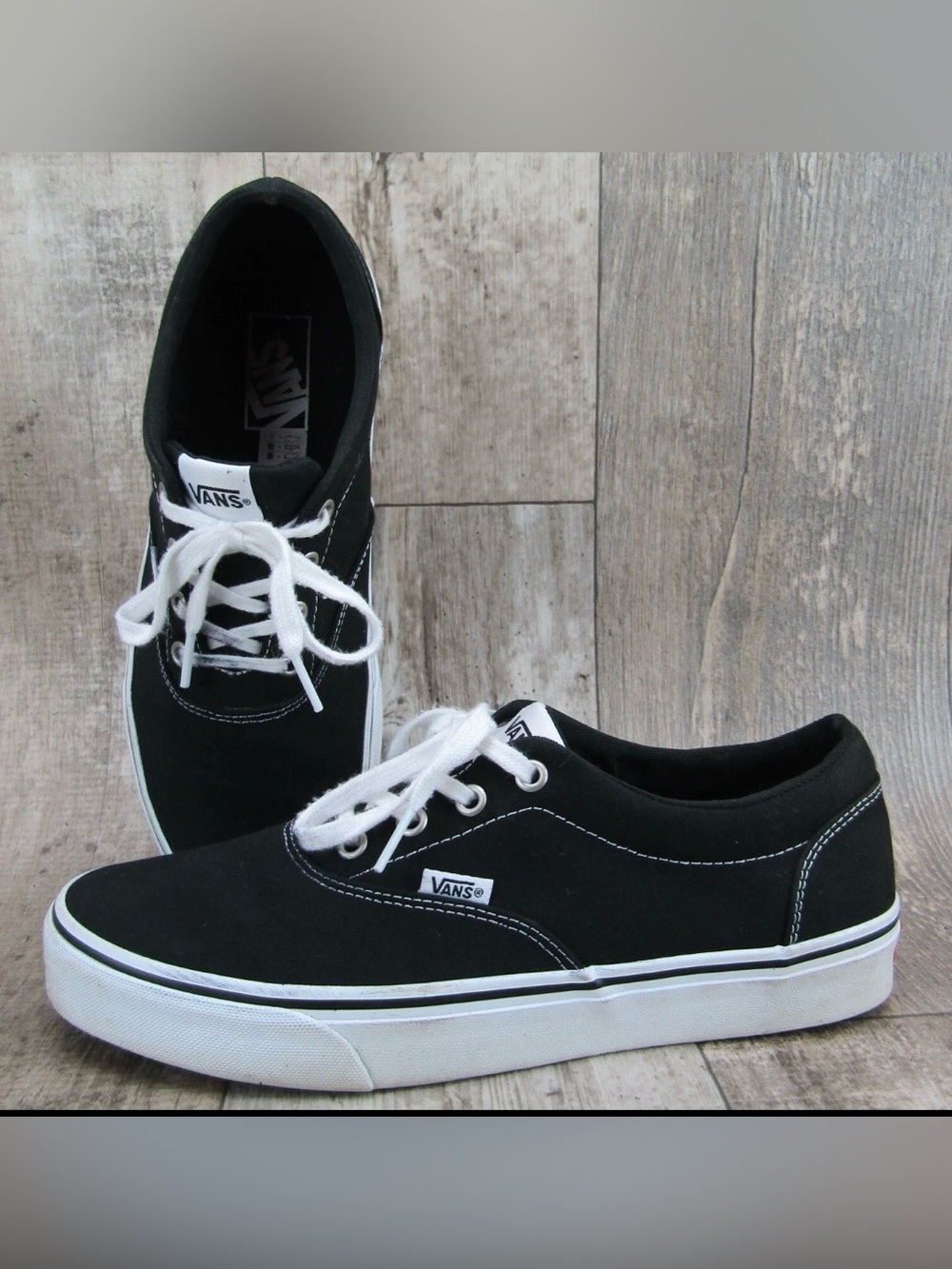 ans Classic Canvas Black White Stitched Sneakers Shoes- Women’s 8 OR Mens 6.5